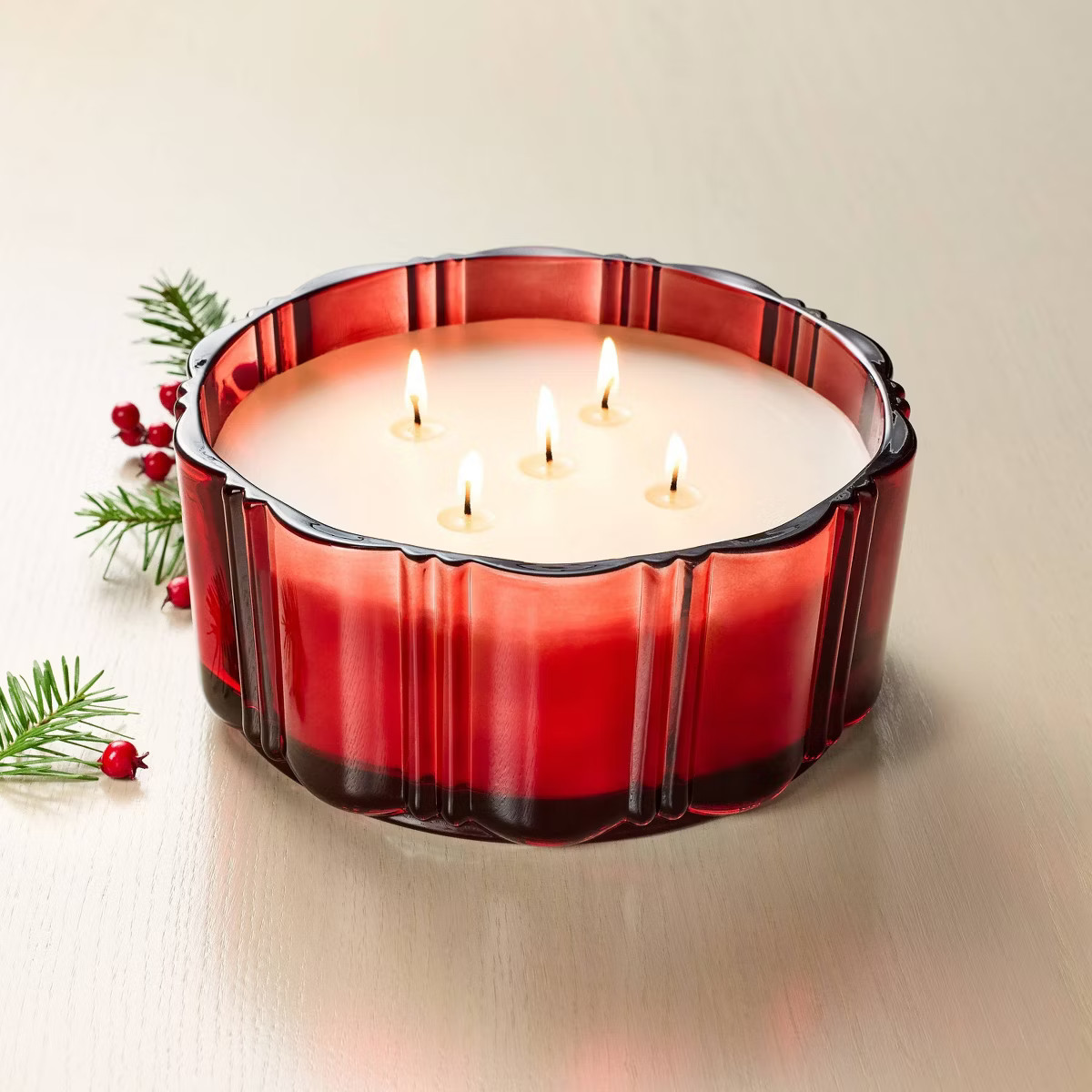 5 Wick XL Glass Colored Double Ribbed Scalloped Jar Candle 34oz - Hearth & Hand™ with Magnolia | Target