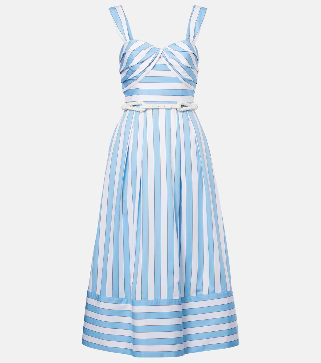 Nilah striped belted cotton midi dress | Mytheresa (UK)