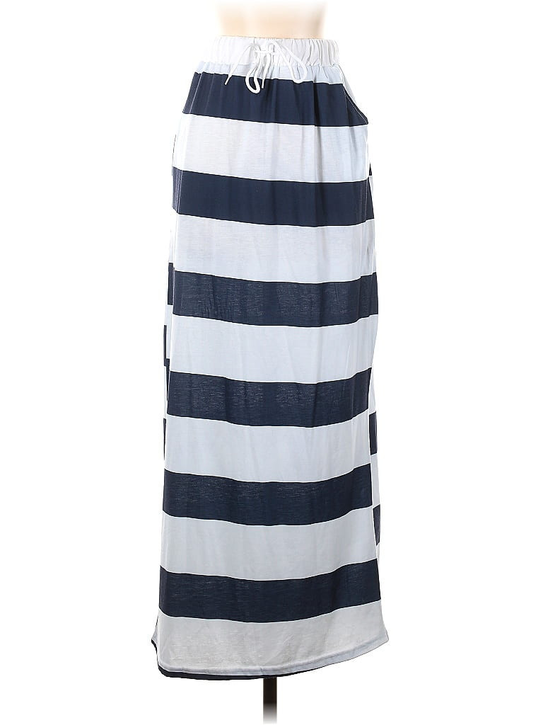 Unbranded 100% Polyester Stripes Blue Casual Skirt Size S - 50% off | thredUP
