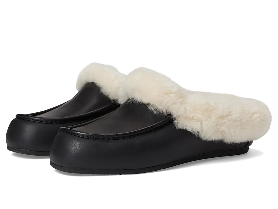 UGG Ansley Mule Leather Women's Slippers Black : 10 B - Medium | Zappos