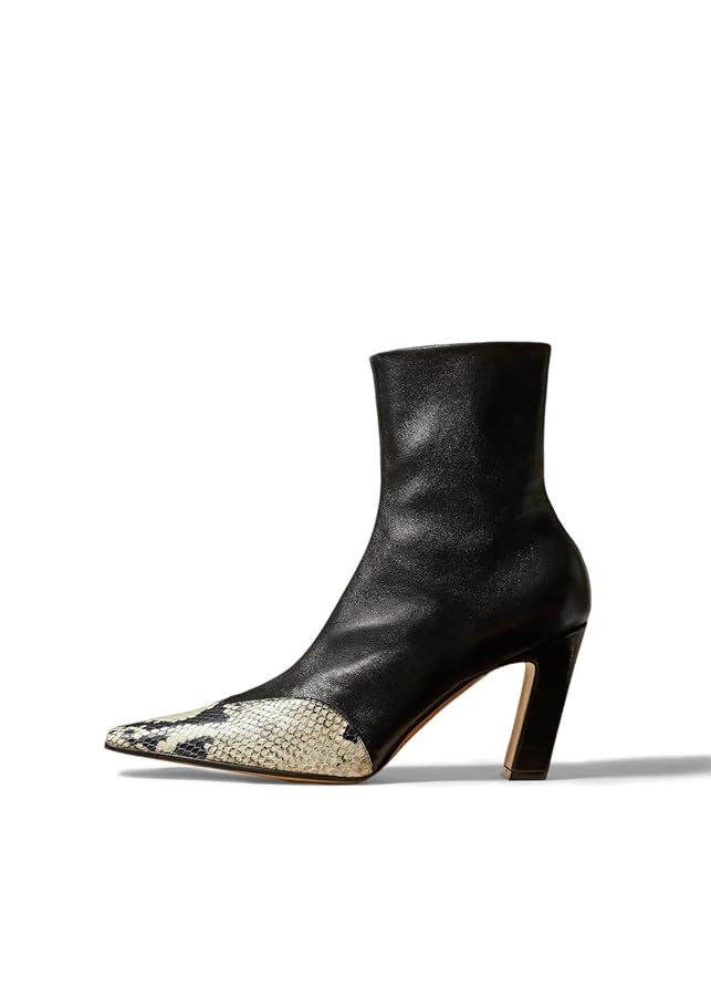 Vertundy Women's Ankle Boots Square Toe Booties High Block Chunky Heel Snakeskin Patchwork Leathe... | Amazon (US)