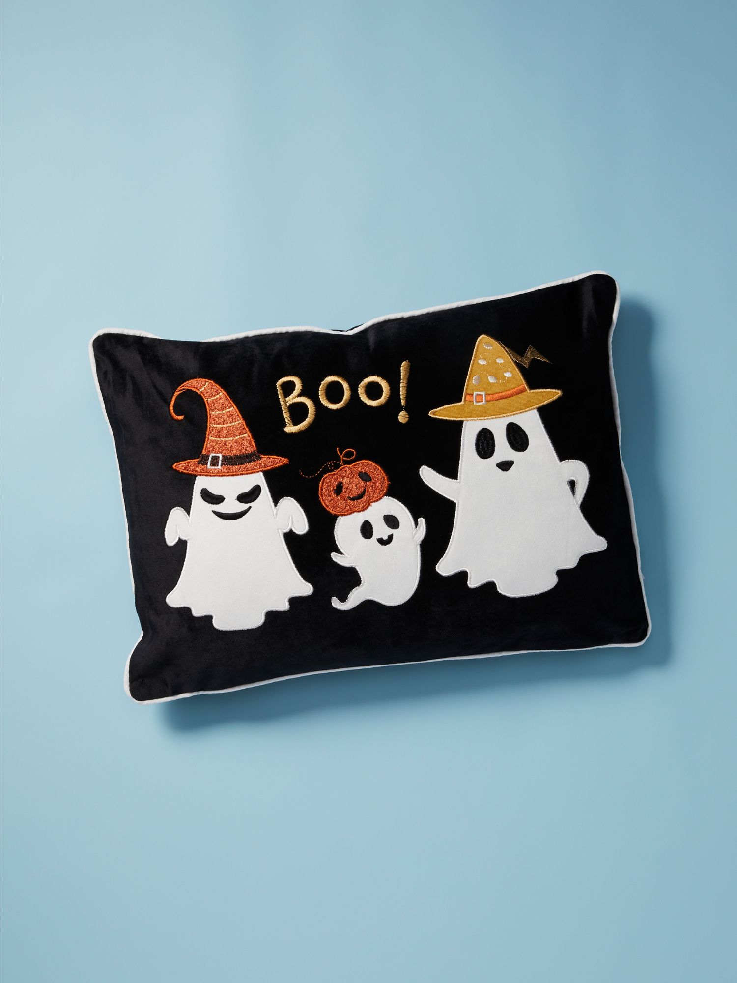 14x20 Boo Ghost Velvet Pillow With Applique And Embroidery | Halloween | HomeGoods | HomeGoods