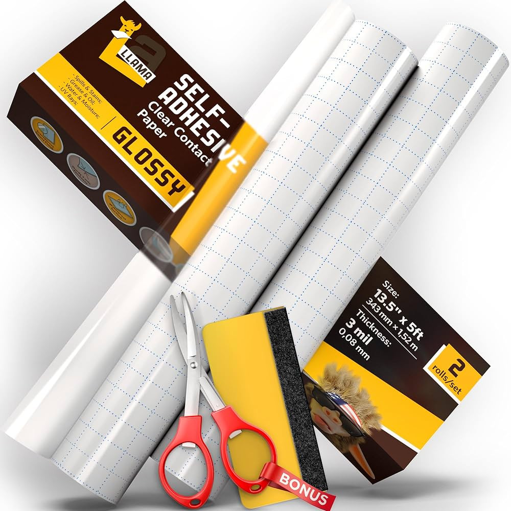 Сlear Contact Paper 13.5 x 5ft/Roll - Multipurpose 2 Pack Self Adhesive Rolls | Amazon (CA)