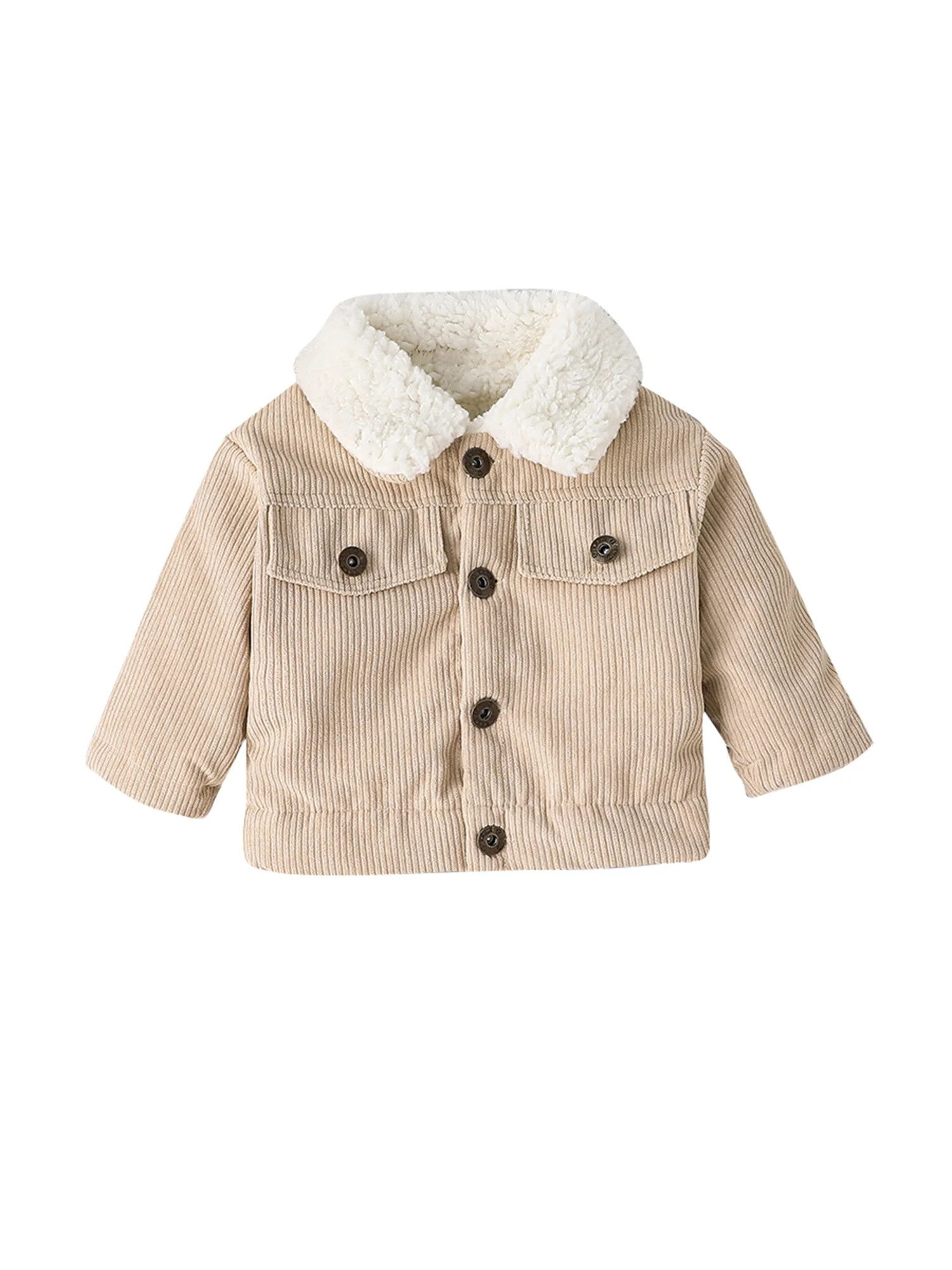 Liangchengmei Toddler Infant Baby Boys Girls Corduroy Jacket Button up Fleece Lined Warm Coat Fal... | Walmart (US)