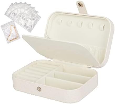 Small Jewelry Box for Women Girls + 10 Thicken PVC Bags, Double Layer Travel Jewelry Storage Orga... | Amazon (US)