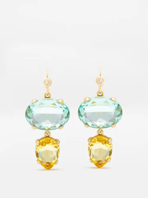 Roxanne Assoulin - The Little Jewel Crystal & Gold-plated Earrings - Womens - Blue Yellow | Matches (US)