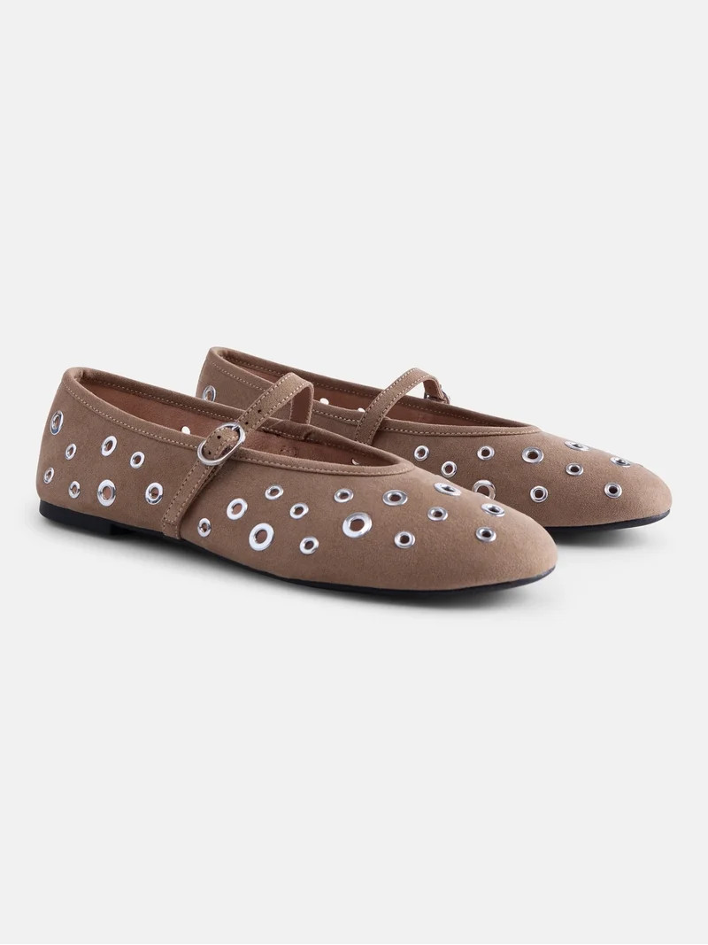 No Boundaries Women's Grommets Mary Jane Flats | Walmart (US)