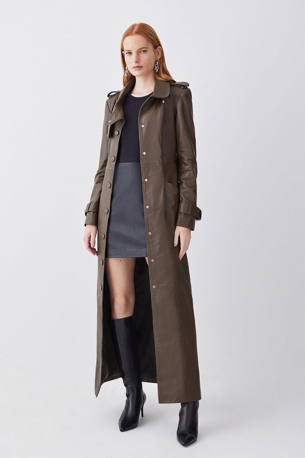 Tall Leather Maxi Trench Coat | Karen Millen UK + IE + DE + NL