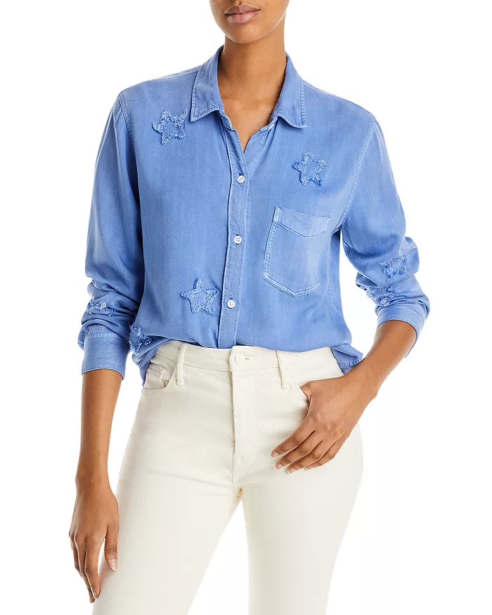 Ingrid Raw Edge Star Appliqué Shirt | Bloomingdale's (US)