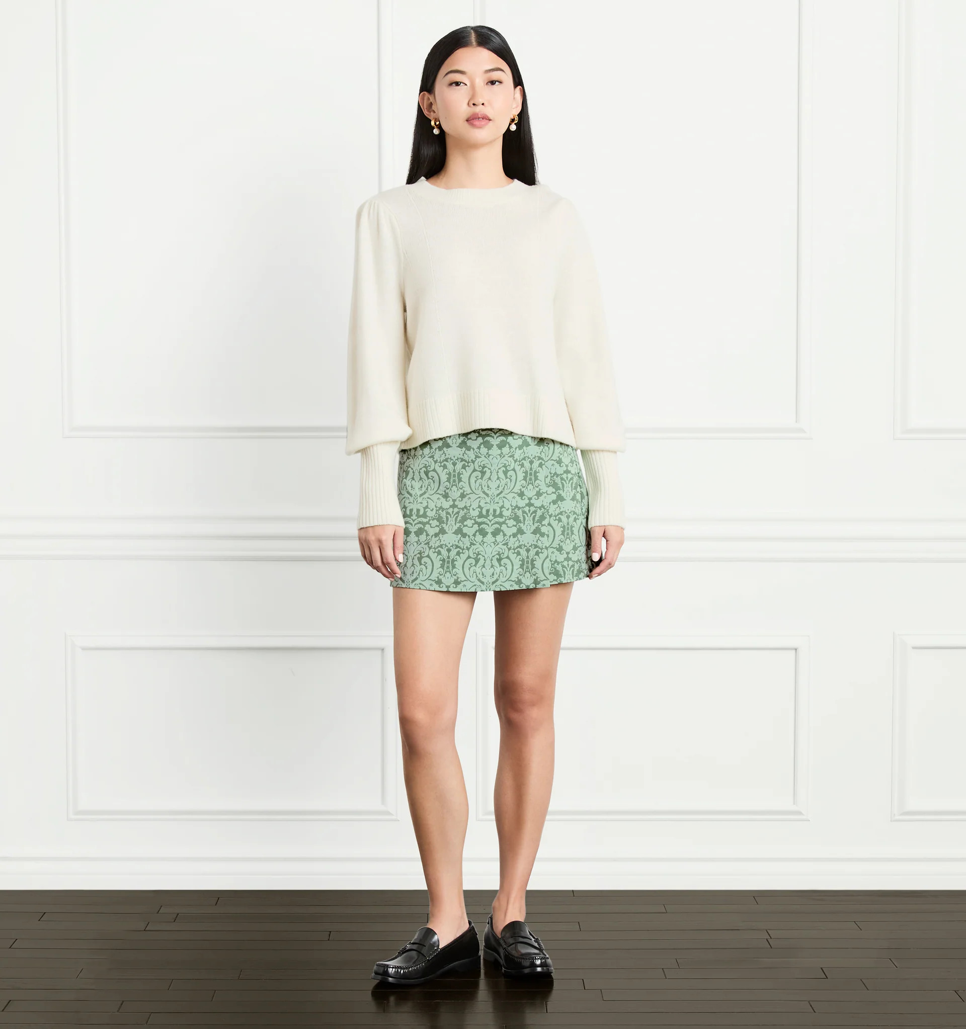 The Cropped Sylvie Sweater - Cream Merino Wool | Hill House Home US