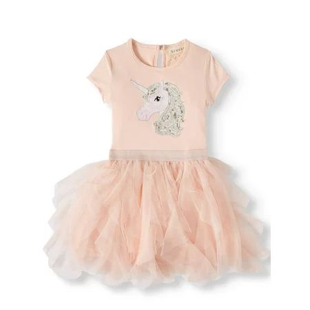 Btween Unicorn Short Sleeve Ruffle Tutu Dress (Toddler Girls) | Walmart (US)