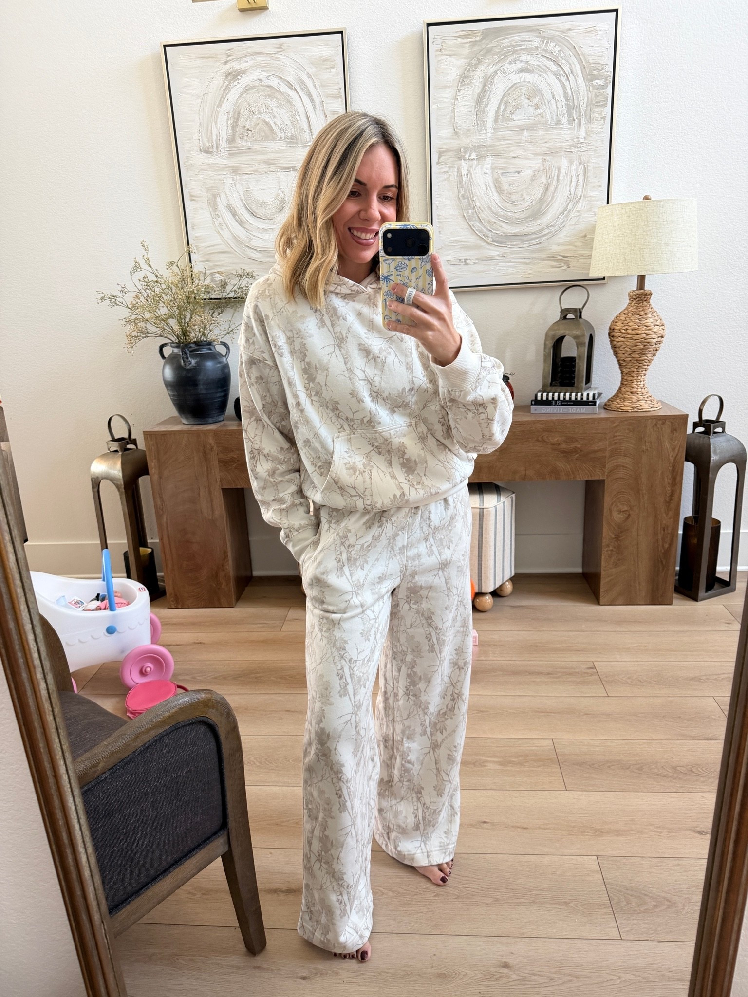 Wearing my true size small and both, and they are both roomy and comfortable. Absolutely loving this camo Walmart sweat set.