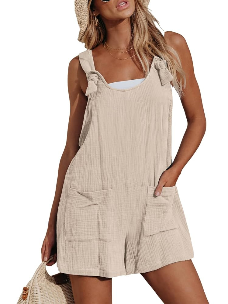 CUPSHE Women's Summer Sleeveless Overall Adjustable Loose Jumpsuit Beach Romper Travel Vacation O... | Amazon (US)