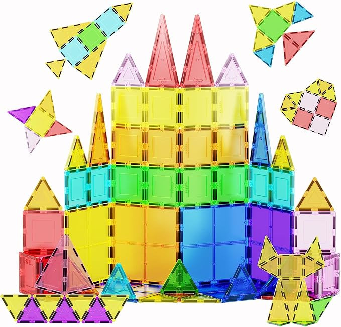 PicassoTiles 60 Piece Set 60pcs Magnet Building Tiles Clear Magnetic 3D Blocks Construction Playb... | Amazon (US)