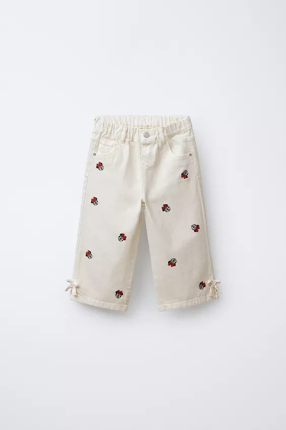 MINNIE MOUSE © DISNEY EMBROIDERED TWILL CULOTTE TROUSERS | Zara UK
