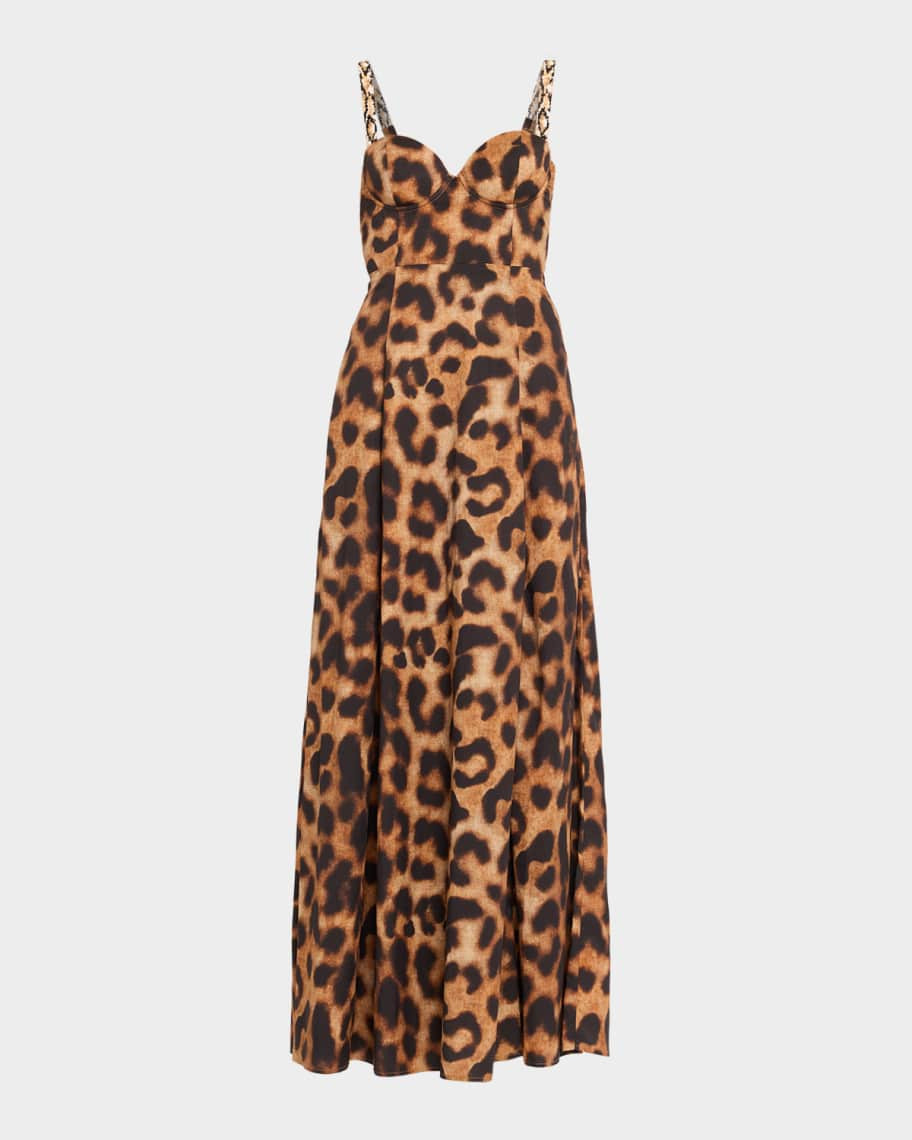L'Agence Sutton Leopard Maxi Dress | Neiman Marcus