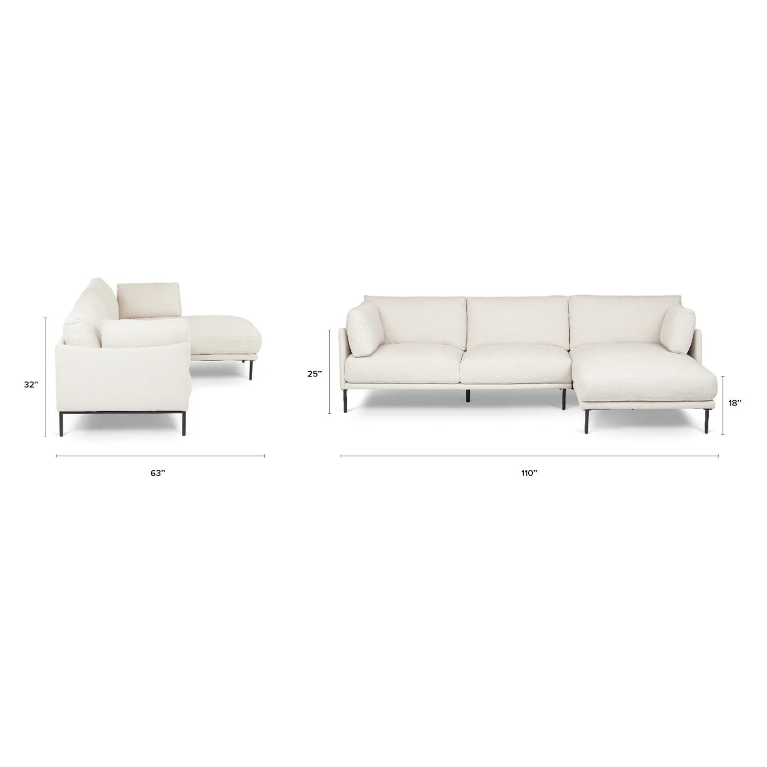 Olsen 110" Right Sectional - Ratine Ivory | Article