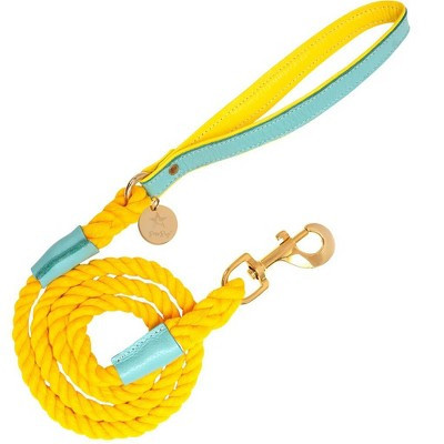 PoisePup - Luxury Pet Dog Leash - Soft Premium Italian Leather and 100% Natural Cotton Rope Leash - Sunshine Babe | Target