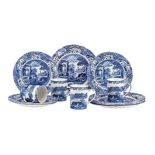 Spode Blue Italian 12-Piece Dinnerware Set | Service for 4 | Dinner Plate, Salad Plate, and Mug | Made of Fine Earthenware | Dishwasher Safe (BlueWhite) | Amazon (US)