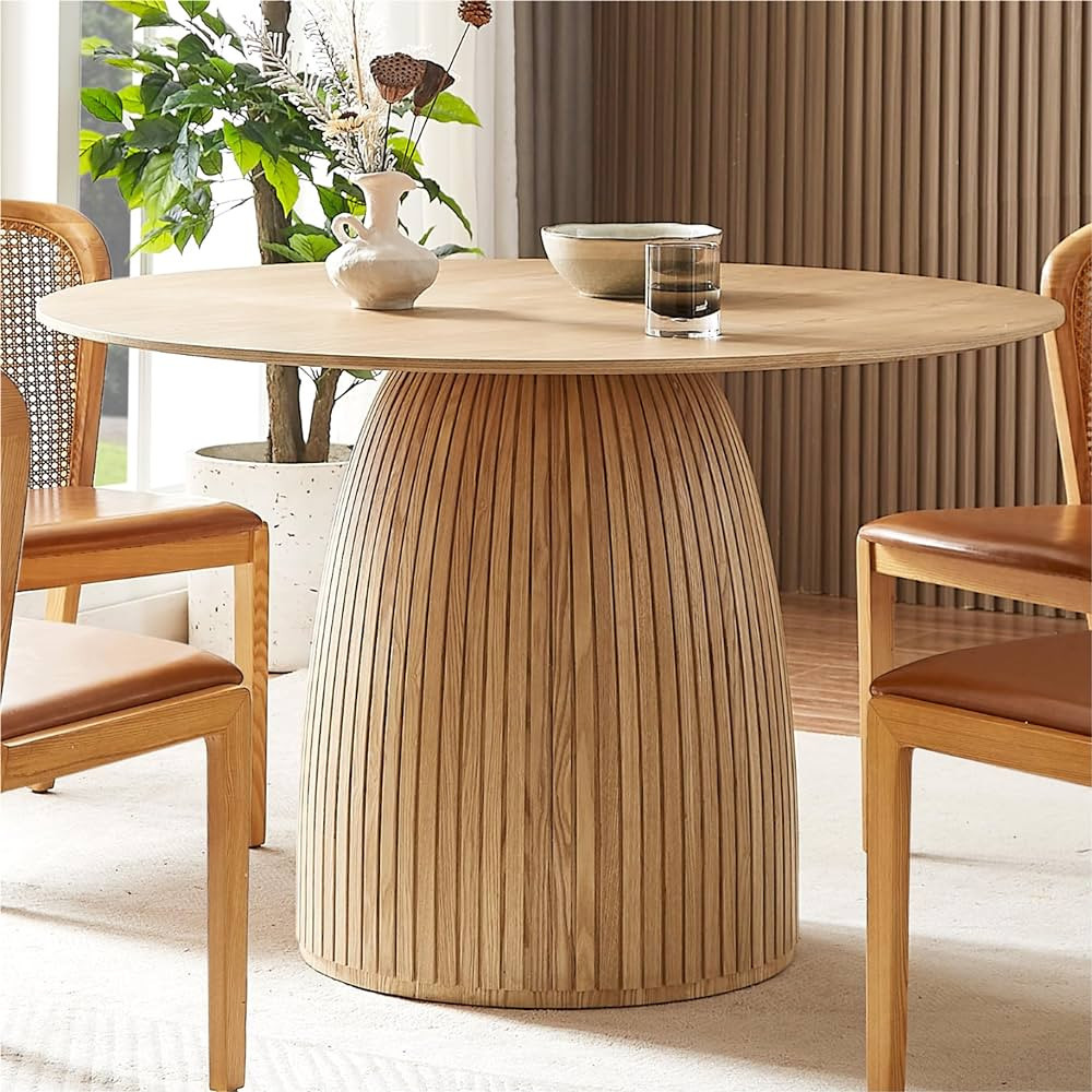 KEVINSPACE 47.24" Round Dining Table Modern Wood Kitchen Table for 4-6 People, Dinning Room Table... | Amazon (US)
