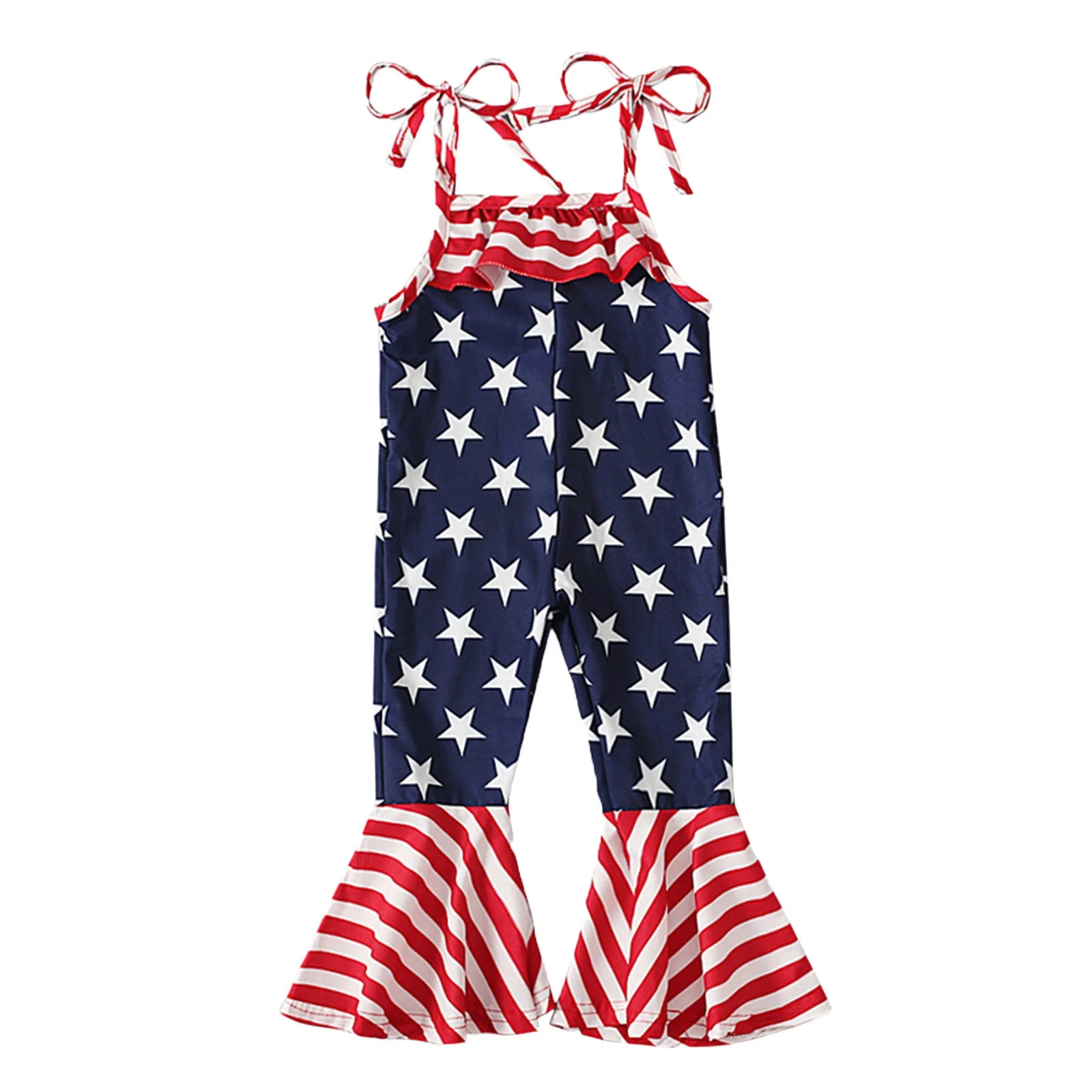 Zanarzt Girls Fourth Of July Romper 4th of July Toddler Baby Girl Outfits Red White and Blue Slee... | Walmart (US)