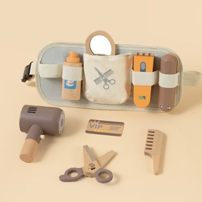 Freniland™ - Wooden Hair Salon Pretend Play Set with Waist Tool Belt, Barber Role Play Toy Kit for Kids Ages 3+ | Target