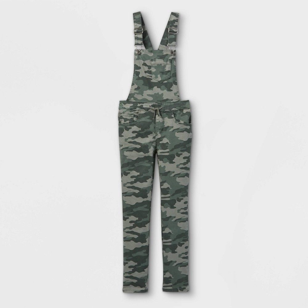 Girls' Camo Overalls - Cat & Jack Olive XL, Green/Green | Target