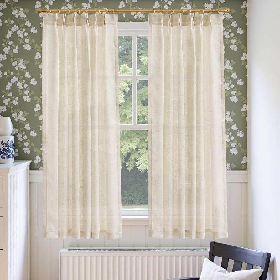 jinchan Pinch Pleated Linen Blend Curtains 63 Inch 2 Panels Light Filtering Modern Farmhouse Back... | Amazon (US)