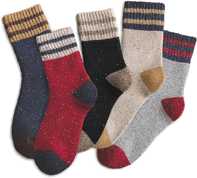 Meloday Thick Wool Vintage Classic Hiking Crew Socks for Women Soft and Comfortable - 5 Pairs Per... | Amazon (US)