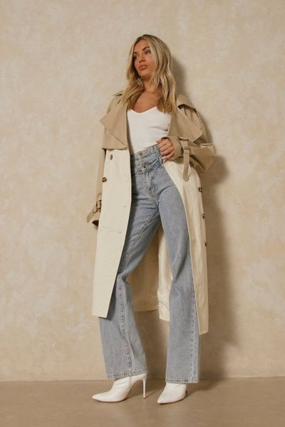 Oversized Contrast Tonal Trench Coat | Debenhams UK