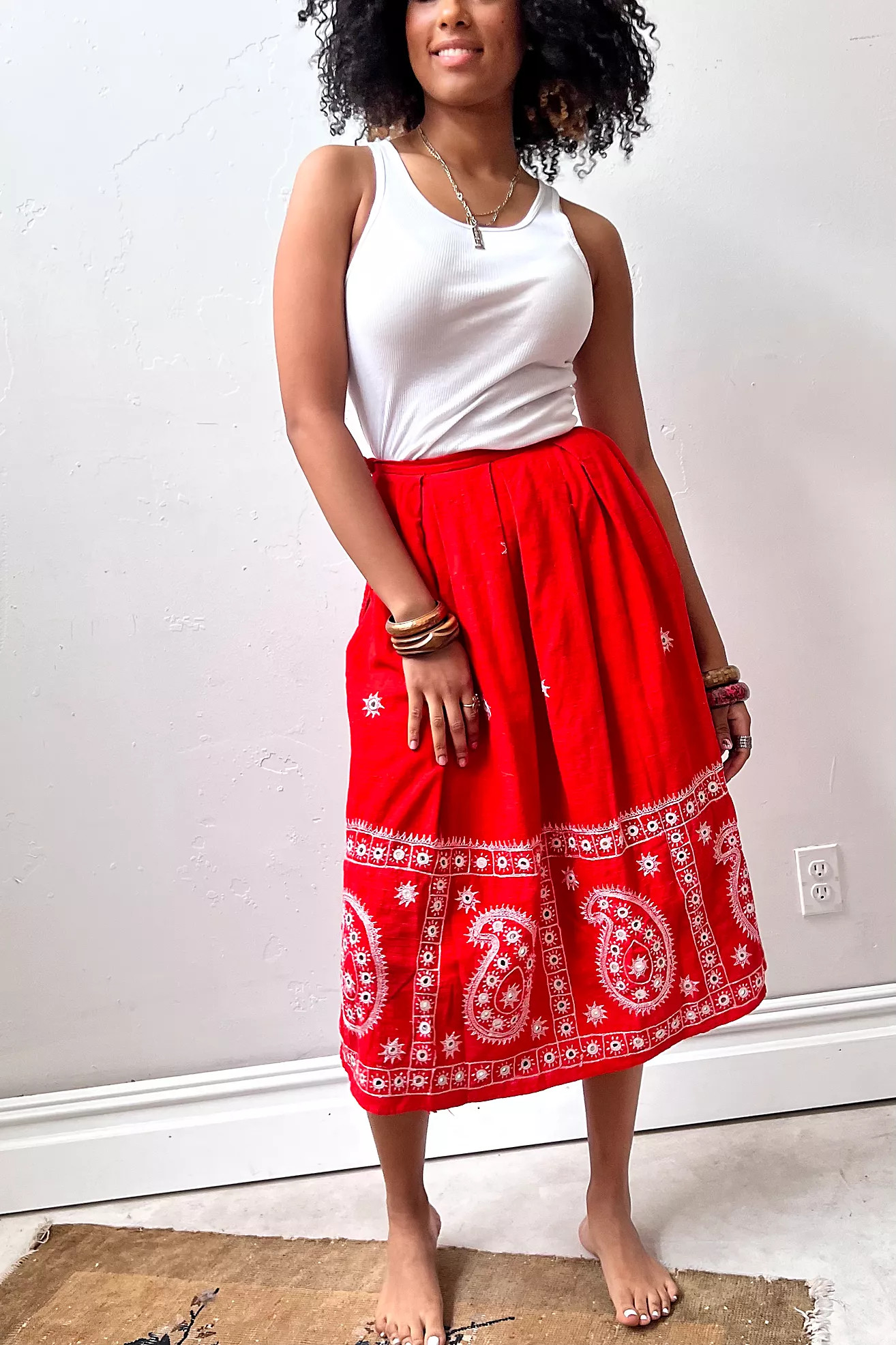 Vintage Rouge Embroidered Skirt Selected by Anna Corinna | Free People (Global - UK&FR Excluded)