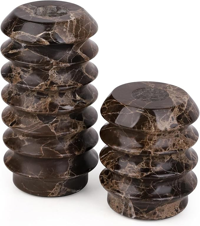 HofferRuffer Marble Candlestick Holders, Set of 2 Natural Stone Candle Holder Decorative Candle S... | Amazon (US)