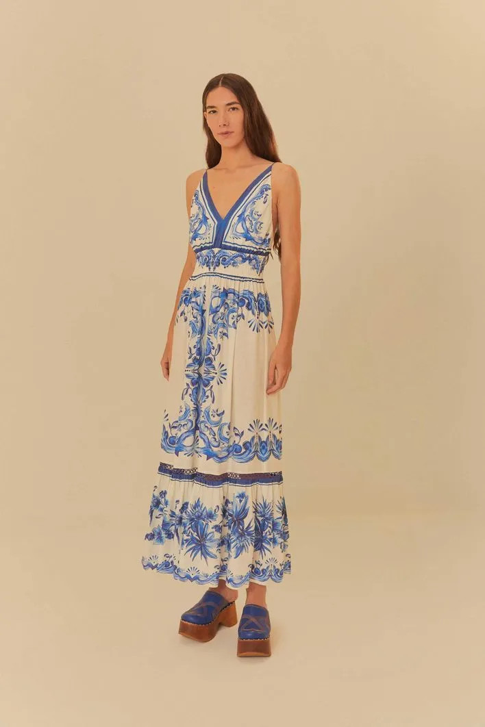 Vestido Cropped Estampado Lenço Azulejo | Farm Rio (BR)