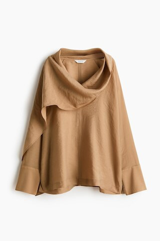 H & M - Scarf-collar blouse - Beige | H&M (UK, MY, IN, SG, PH, TW, HK)