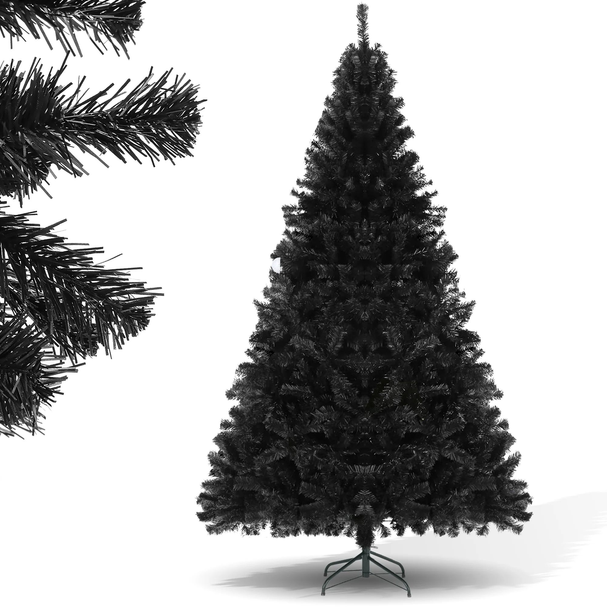 6Ft Artificial Full Black Christmas Tree Halloween Holiday Decoration with 1,477 Branch Tips, Fol... | Walmart (US)
