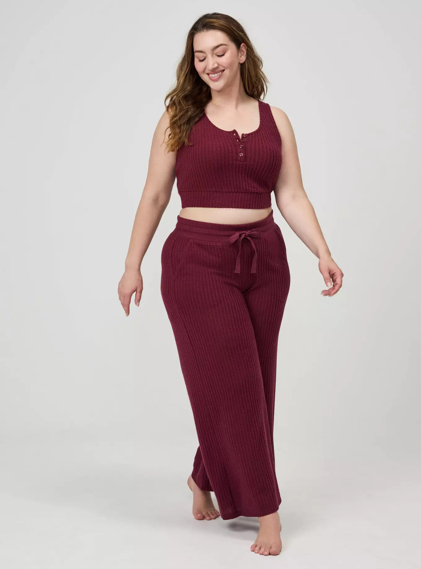 Super Soft Plush Waffle Wide-Leg Lounge Pant | Torrid (US & Canada)