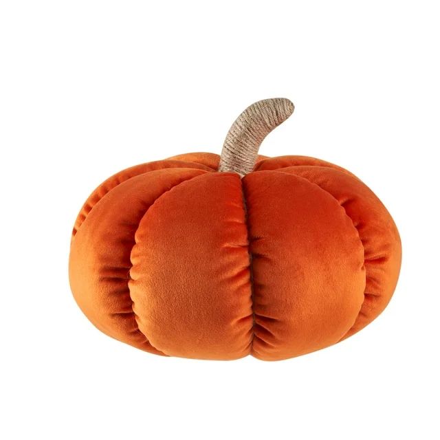 Way to Celebrate 6" x 9" Rust Velvet Pumpkin Shaped Decorative Pillow | Walmart (US)