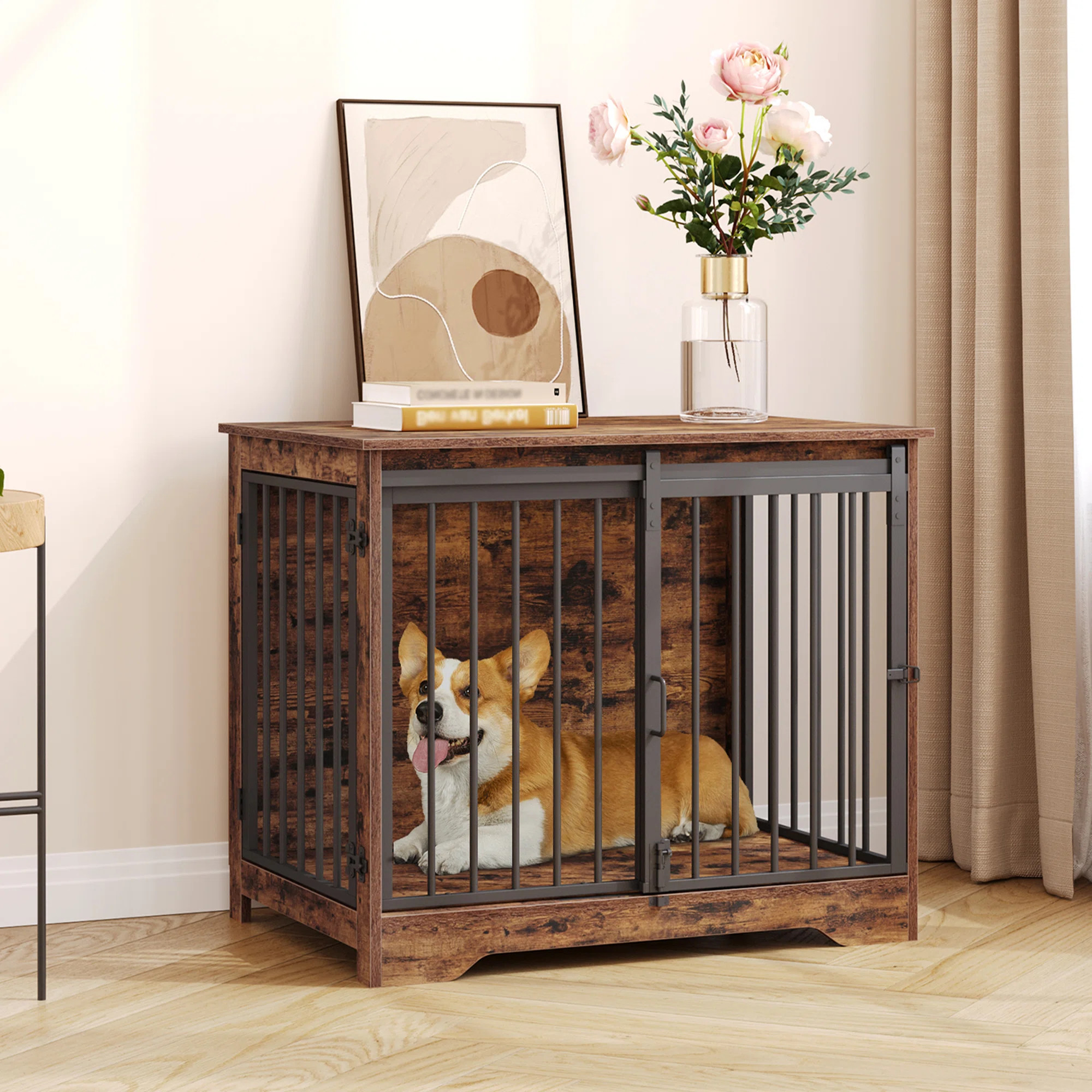 Furniture Style Dog Crate, Heavy-Duty Dog Kennels with Sliding Barn Door, Wooden Dog House for Sm... | Wayfair North America