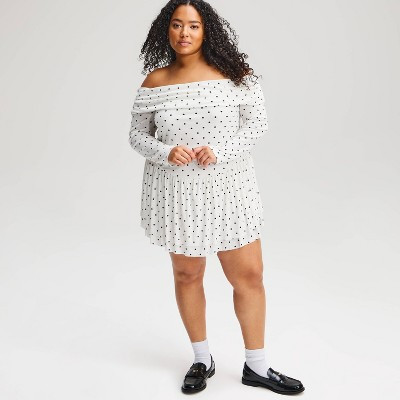 Women's Off the Shoulder Drop-Waist Romper - Wild Fable™ White XXL | Target