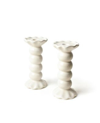 Coton Colors Signature Medium Knobbed Candle Holder with Ruffle, Set of 2 - Blue | Macy's