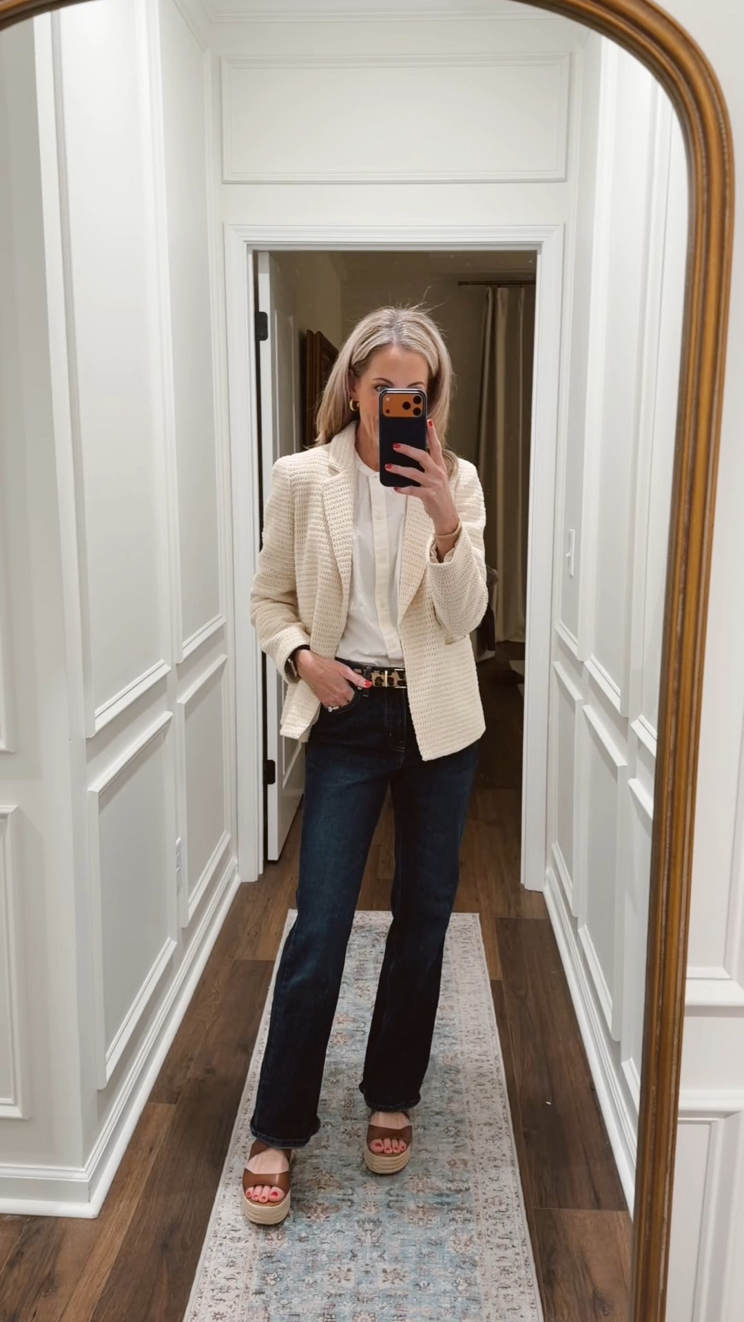 Bring your wife to work day! Jeans Walmart $26. Top Walmart $13. Walmart shoes and my favorite blazer ( linked options it’s old)  

#LTKgrwm #LTKootd #LTKmomlife