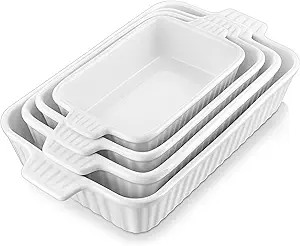 MALACASA Casserole Dishes for Oven, Porcelain Baking Dishes, Ceramic Bakeware Sets of 4, Rectangu... | Amazon (US)