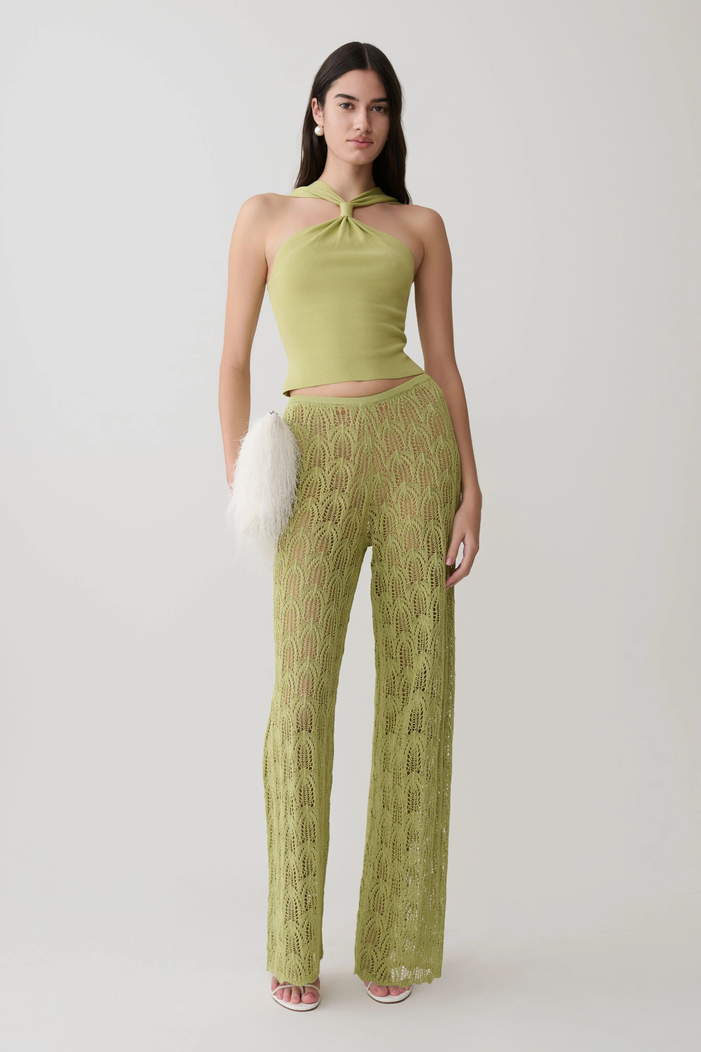 Glinda Crochet Pants - Light Olive | MESHKI US