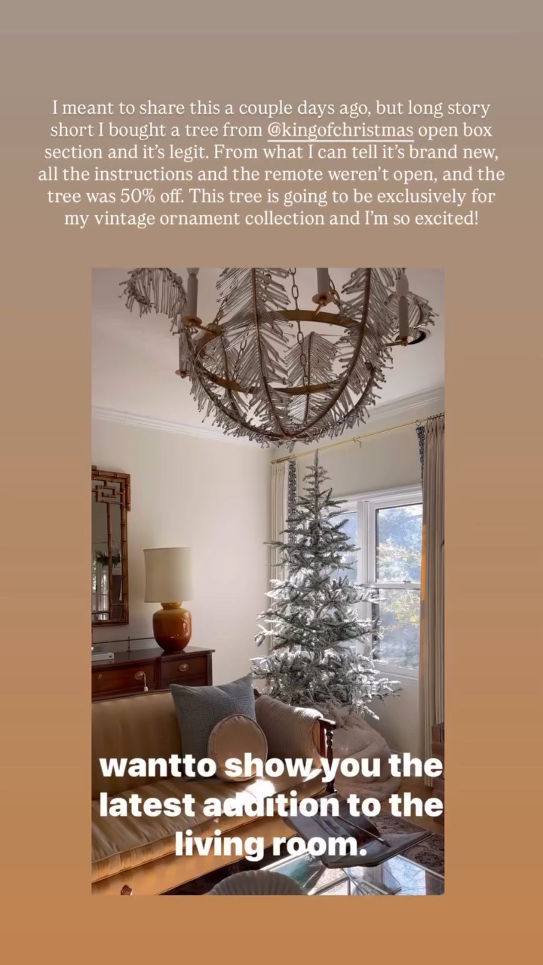 I meant to share this a couple days ago, but long story short I bought a tree from @kingofchristmas open box section and it’s legit. From what I can tell it’s brand new, all the instructions and the remote weren’t open, and the tree was 50% off. This tree is going to be exclusively for my vintage ornament collection and I’m so excited! 

#LTKHoliday #LTKSeasonal #LTKHome