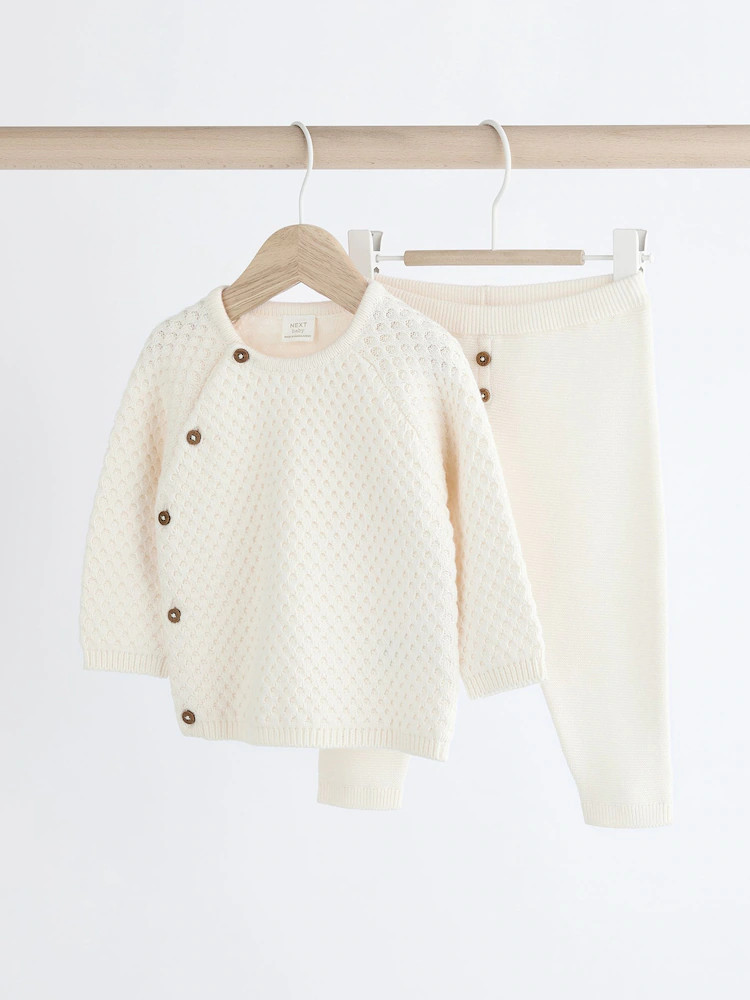 White Knitted Jumper And Trouser Baby Set (0mths-2yrs) | Next EU