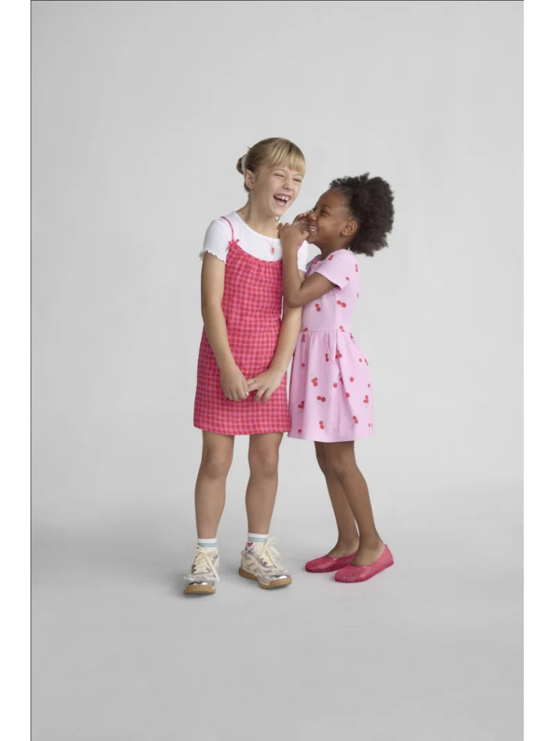 Wonder Nation Girl's Short Sleeve Play Dress, Sizes 4-18 & Plus | Walmart (US)