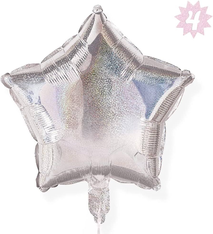 xo, Fetti Iridescent Star Foil Balloon Pack - 4 pack | Birthday Party Supplies, Space Party Decor... | Amazon (US)