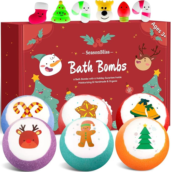 Christmas Bath Bombs for Kids with Surprise Inside,Bath Bombs Sets with 6 Pack Bubble Bath Bomb f... | Amazon (US)