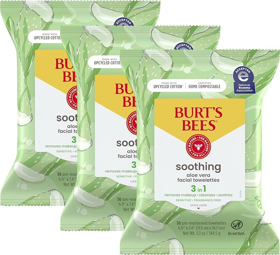 Burt's Bees Face Wipes, Makeup Remover Facial Cleansing Towelettes for Sensitive Skin, Hydrating ... | Amazon (US)