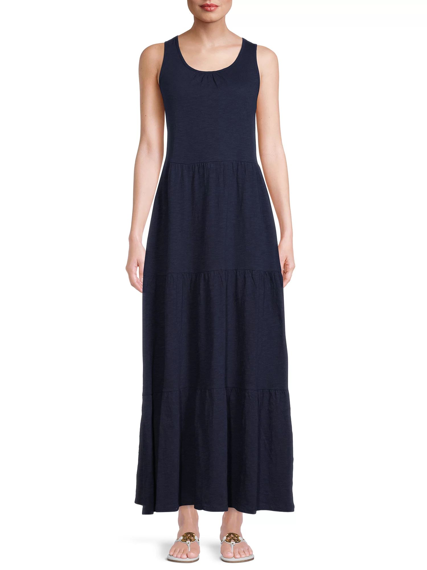 Time and Tru Women's Sleeveless Tiered Maxi Dress | Walmart (US)